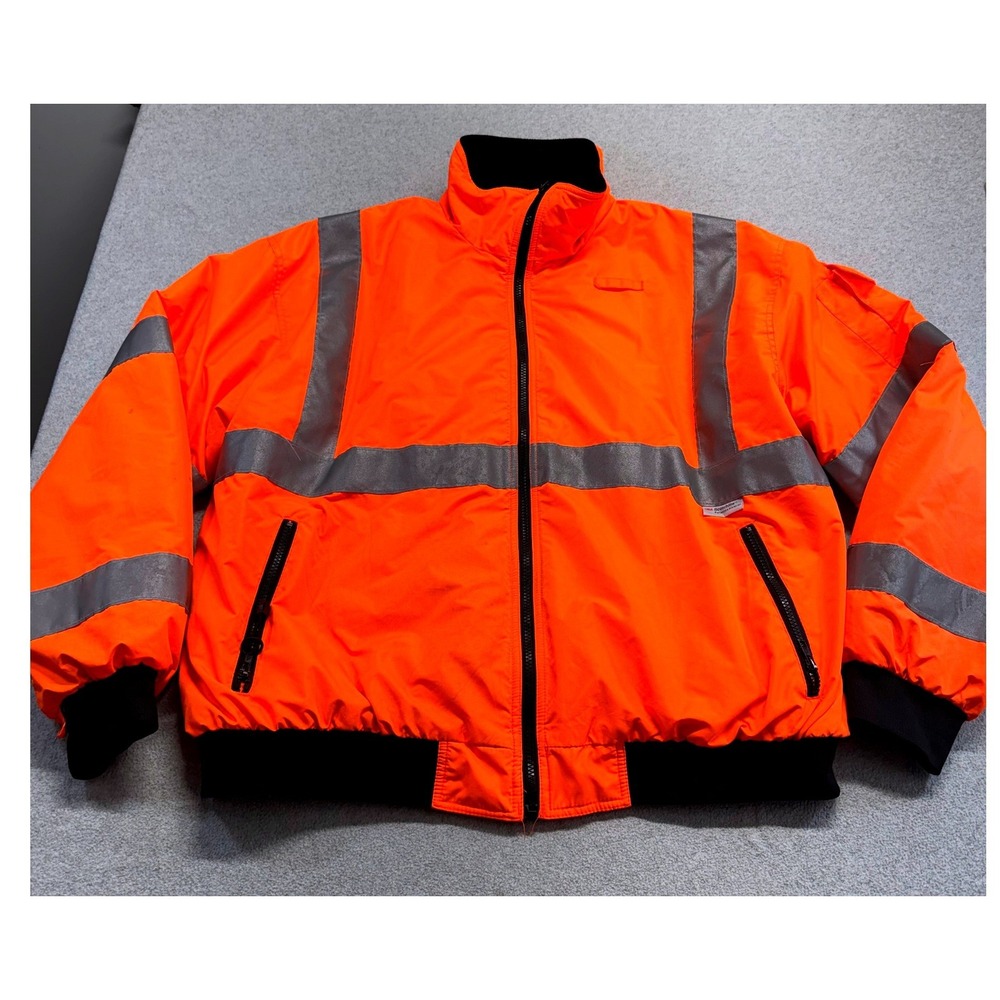 3M Scotchlite Safety Bomber Jacket Mens 2XL Orange Reflective Hi-Vis Workwear
